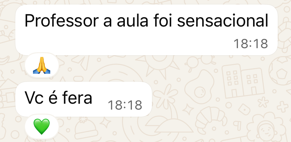Professor a aula foi sensacional